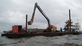 An oyster reef is created in North Carolina's Pamlico Sound